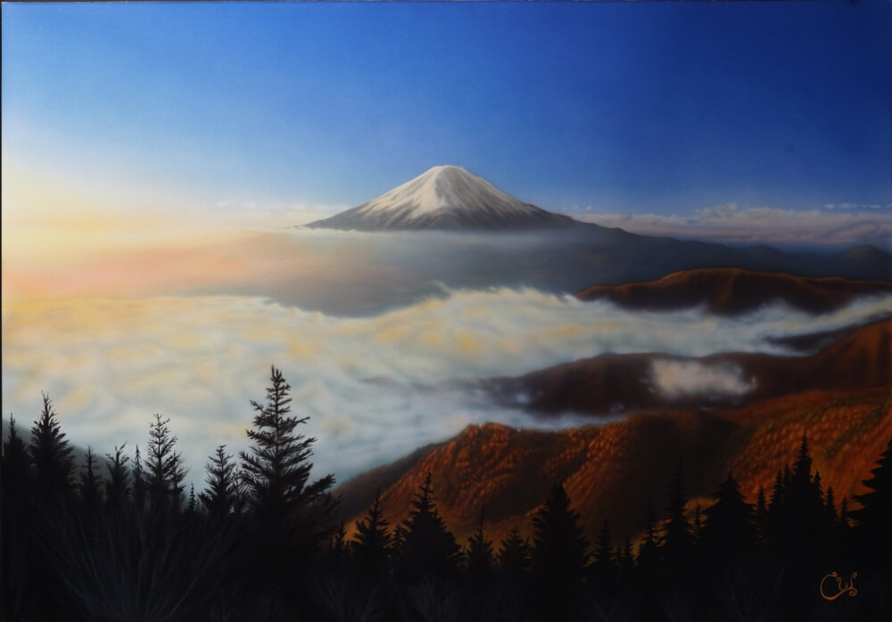 Fuji, 50 x 70 cm, Airbrush auf Karton, 2020